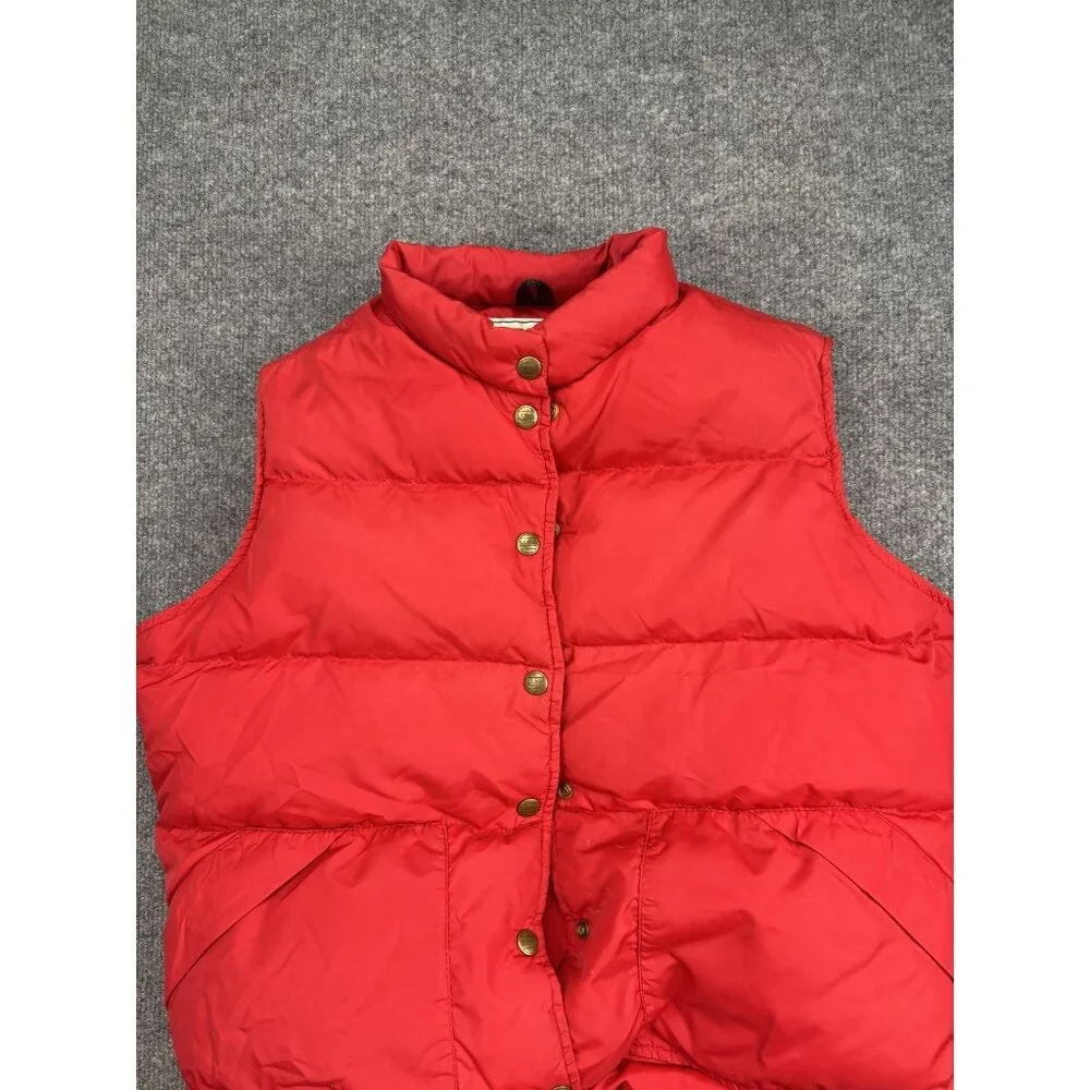 Vintage LL Bean Vest Mens Small Red Nylon Puffer Snap Front Outdoor Hiking‎